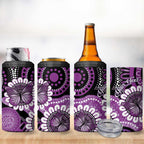 Australia Indigenous Butterflies Personalised 4 in 1 Can Cooler Tumbler Lupus Awareness Purple Ribbon Aboriginal Art