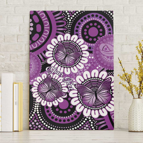 Australia Indigenous Butterflies Personalised Canvas Wall Art Lupus Awareness Purple Ribbon Aboriginal Art
