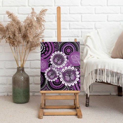 Australia Indigenous Butterflies Personalised Canvas Wall Art Lupus Awareness Purple Ribbon Aboriginal Art