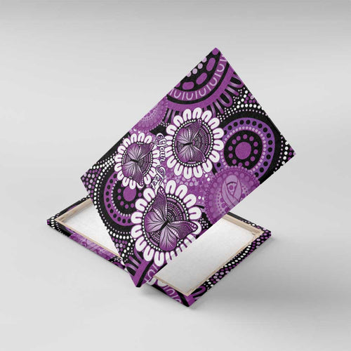 Australia Indigenous Butterflies Personalised Canvas Wall Art Lupus Awareness Purple Ribbon Aboriginal Art