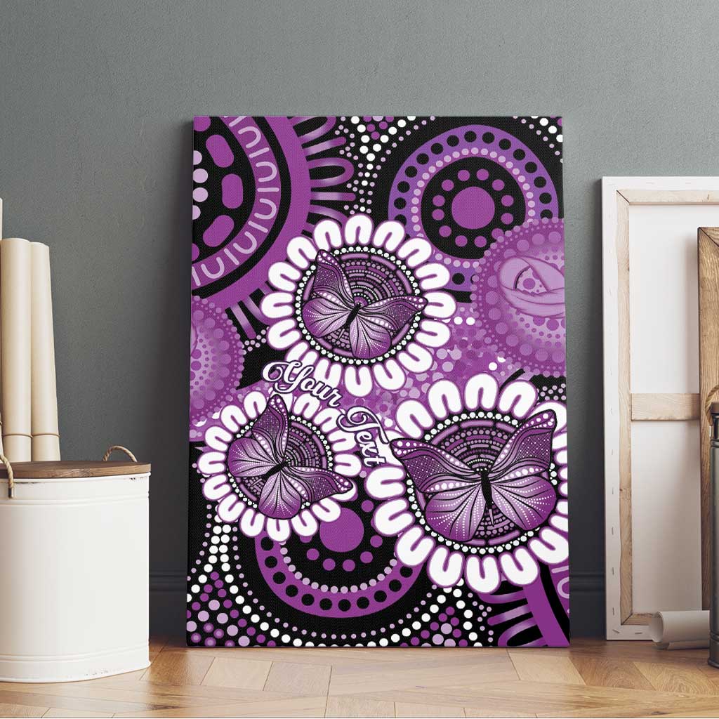Australia Indigenous Butterflies Personalised Canvas Wall Art Lupus Awareness Purple Ribbon Aboriginal Art