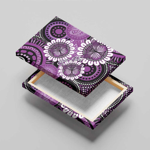 Australia Indigenous Butterflies Personalised Canvas Wall Art Lupus Awareness Purple Ribbon Aboriginal Art