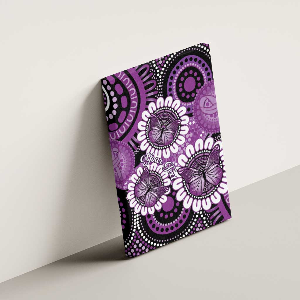Australia Indigenous Butterflies Personalised Canvas Wall Art Lupus Awareness Purple Ribbon Aboriginal Art