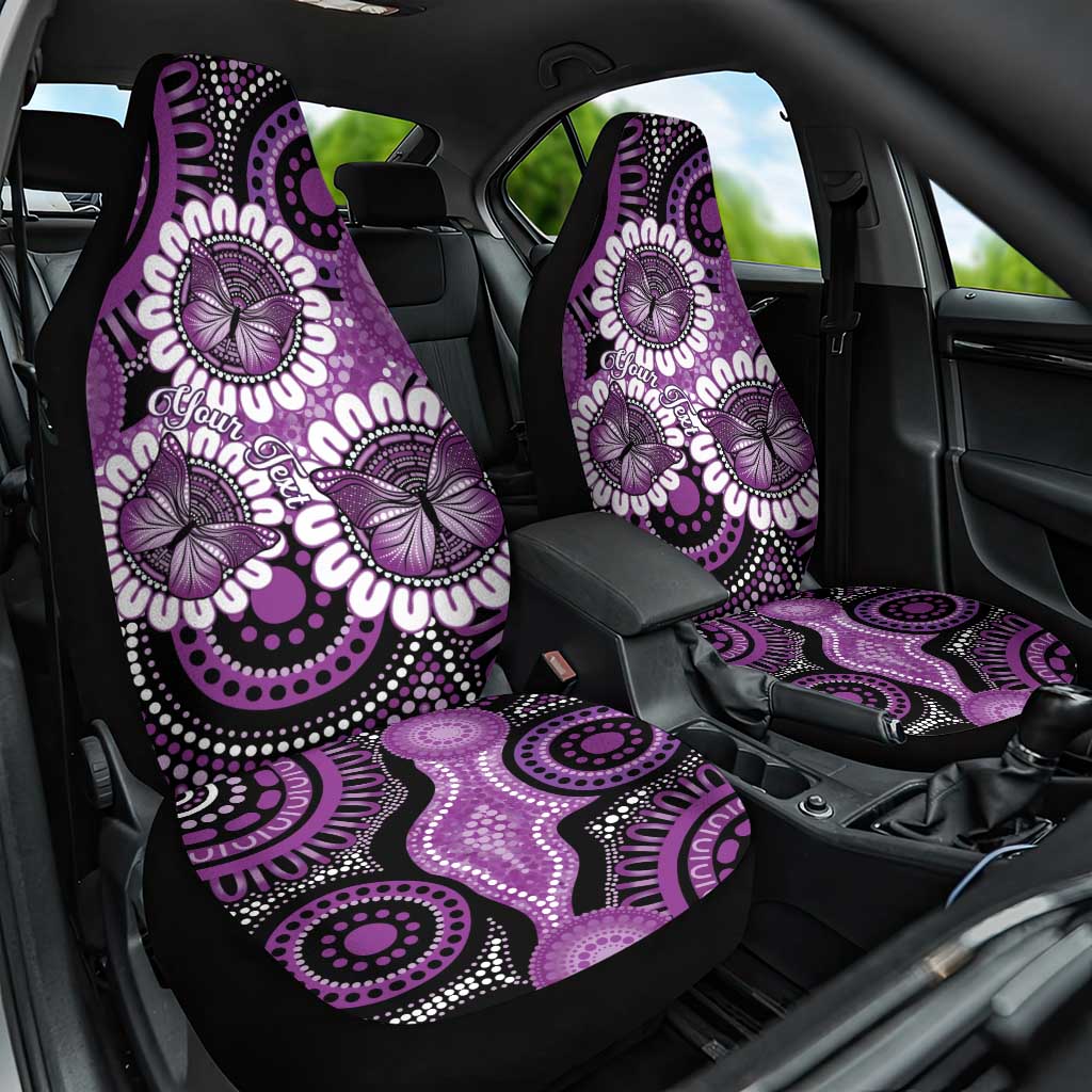 Australia Indigenous Butterflies Personalised Car Seat Cover Lupus Awareness Purple Ribbon Aboriginal Art