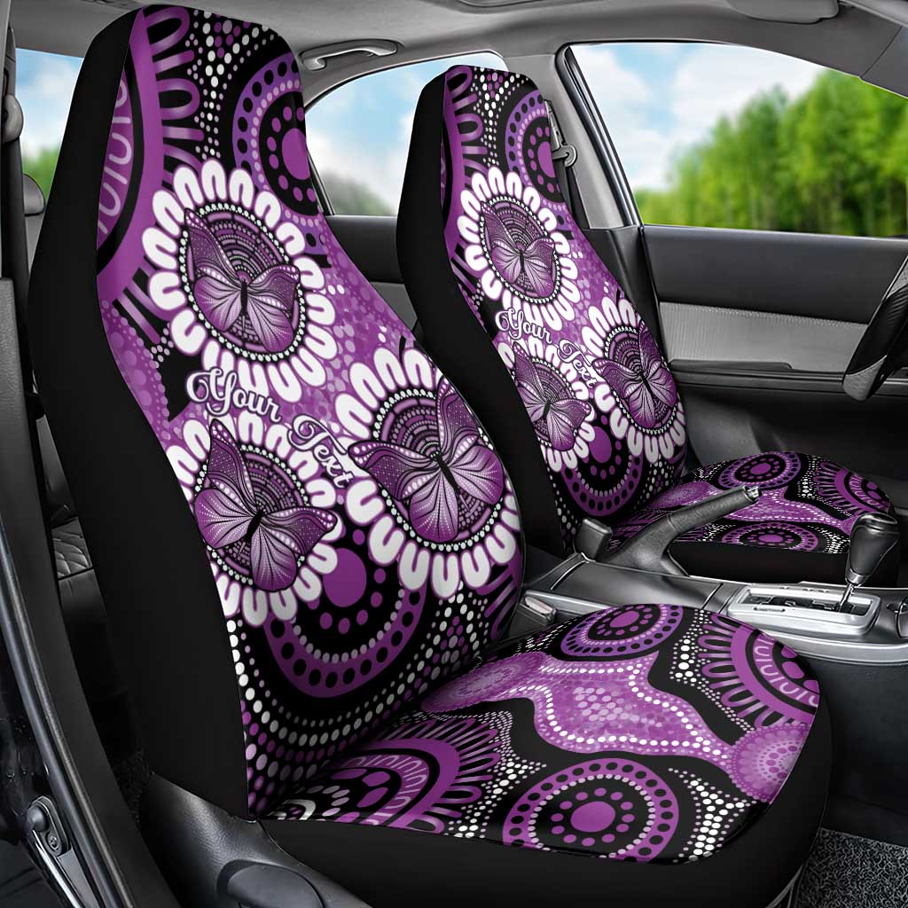 Australia Indigenous Butterflies Personalised Car Seat Cover Lupus Awareness Purple Ribbon Aboriginal Art