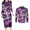 Australia Indigenous Butterflies Personalised Couples Matching Long Sleeve Bodycon Dress and Long Sleeve Button Shirt Lupus Awareness Purple Ribbon Aboriginal Art
