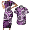 Australia Indigenous Butterflies Personalised Couples Matching Short Sleeve Bodycon Dress and Hawaiian Shirt Lupus Awareness Purple Ribbon Aboriginal Art