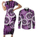 Australia Indigenous Butterflies Personalised Couples Matching Short Sleeve Bodycon Dress and Long Sleeve Button Shirt Lupus Awareness Purple Ribbon Aboriginal Art