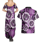 Australia Indigenous Butterflies Personalised Couples Matching Summer Maxi Dress and Hawaiian Shirt Lupus Awareness Purple Ribbon Aboriginal Art