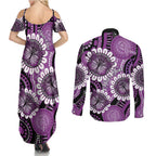 Australia Indigenous Butterflies Personalised Couples Matching Summer Maxi Dress and Long Sleeve Button Shirt Lupus Awareness Purple Ribbon Aboriginal Art