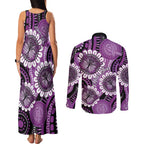 Australia Indigenous Butterflies Personalised Couples Matching Tank Maxi Dress and Long Sleeve Button Shirt Lupus Awareness Purple Ribbon Aboriginal Art