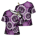 Australia Indigenous Butterflies Personalised Cross Shoulder Shirt Lupus Awareness Purple Ribbon Aboriginal Art