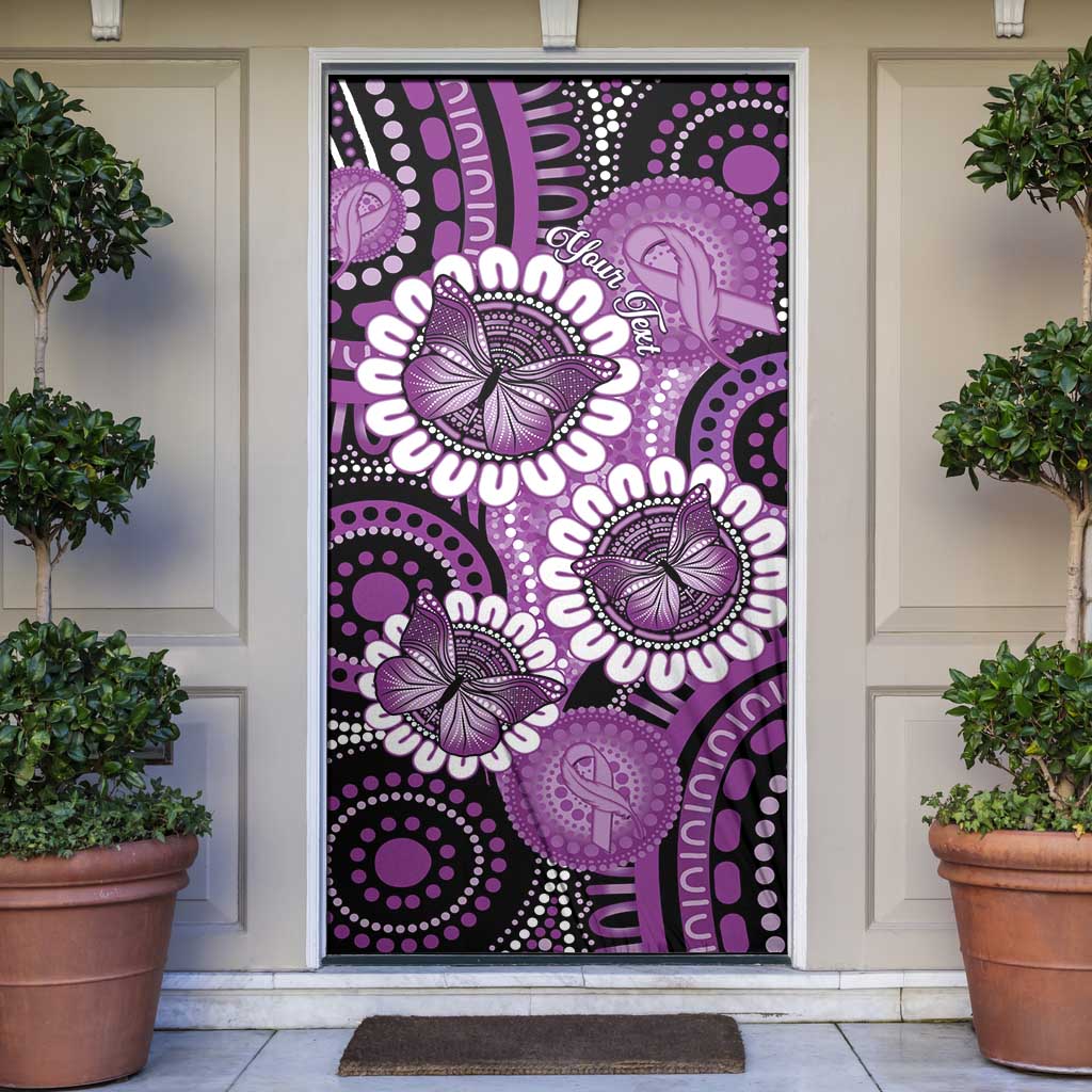 Australia Indigenous Butterflies Personalised Door Cover Lupus Awareness Purple Ribbon Aboriginal Art