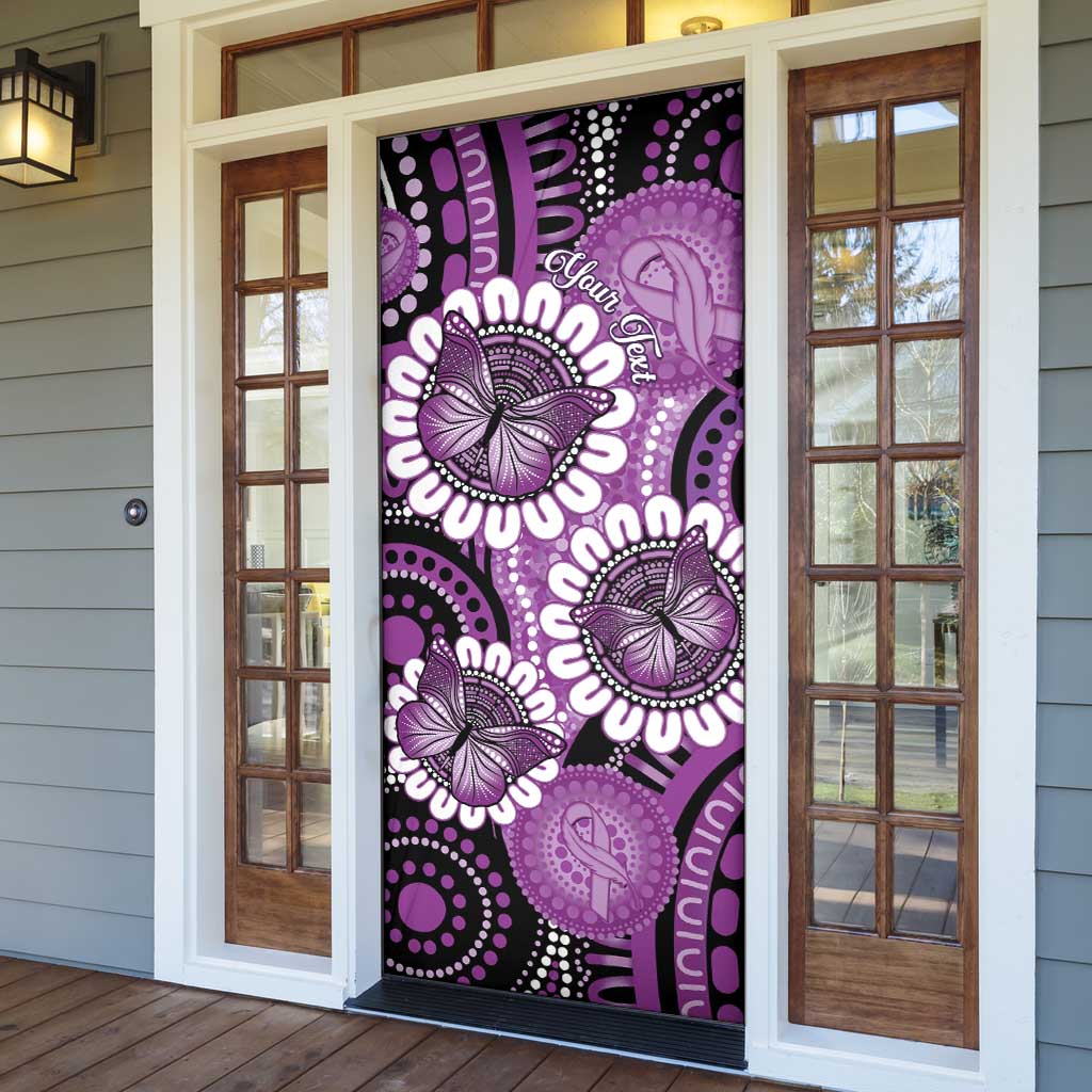 Australia Indigenous Butterflies Personalised Door Cover Lupus Awareness Purple Ribbon Aboriginal Art