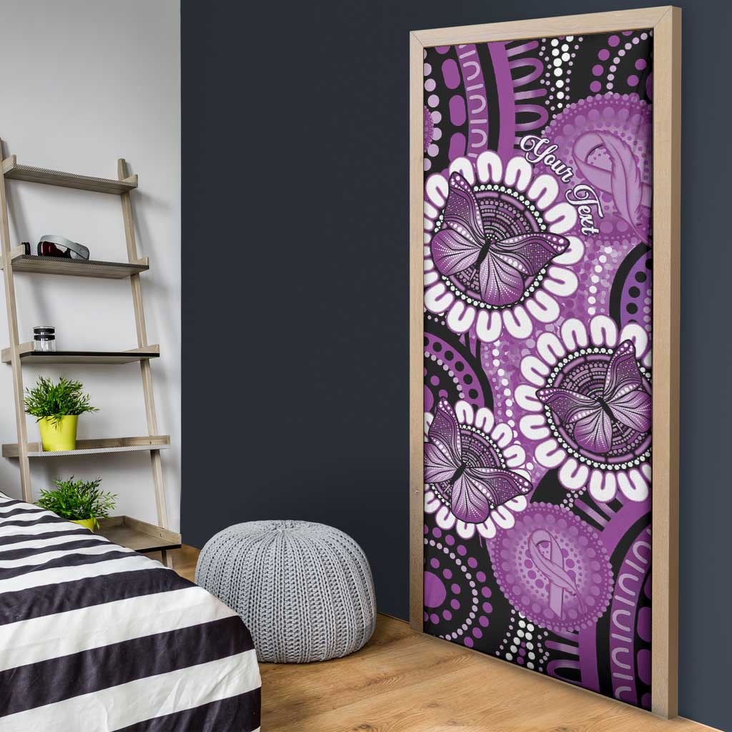 Australia Indigenous Butterflies Personalised Door Cover Lupus Awareness Purple Ribbon Aboriginal Art