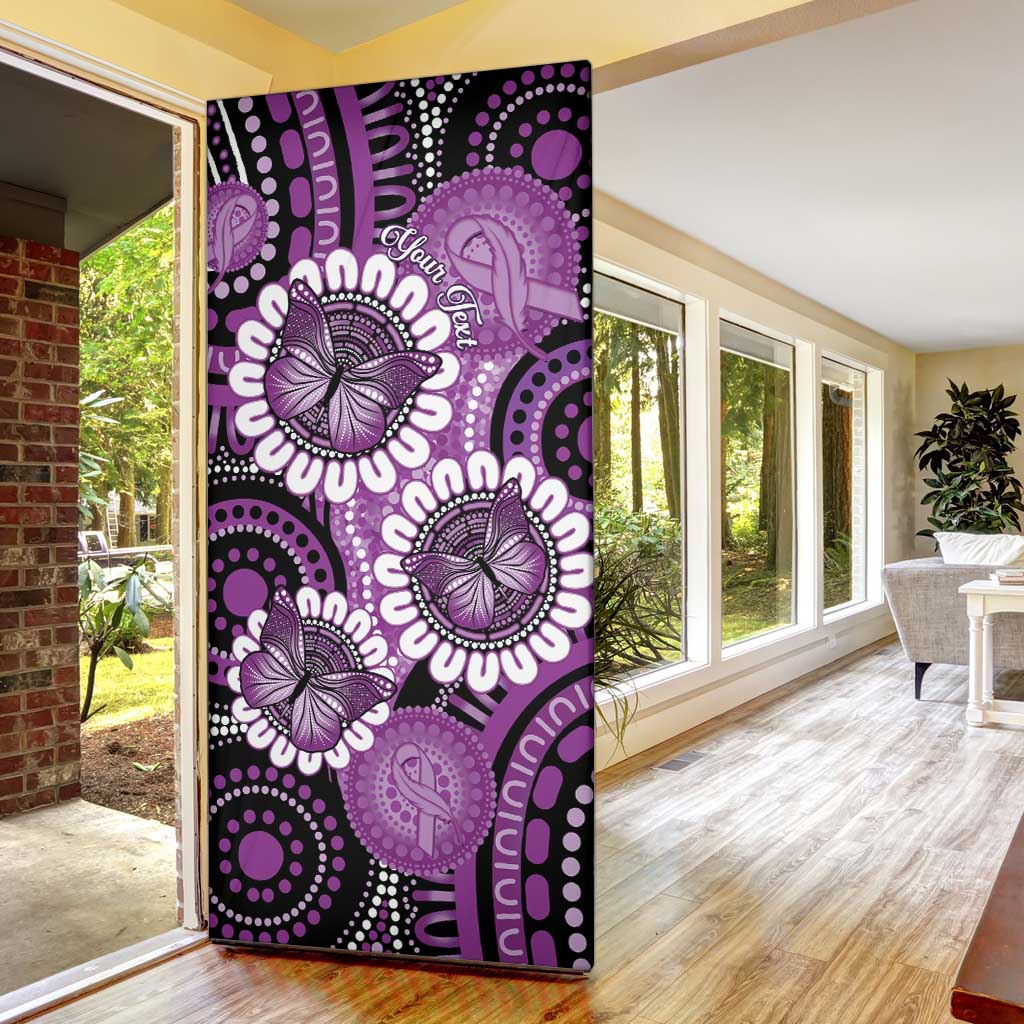 Australia Indigenous Butterflies Personalised Door Cover Lupus Awareness Purple Ribbon Aboriginal Art