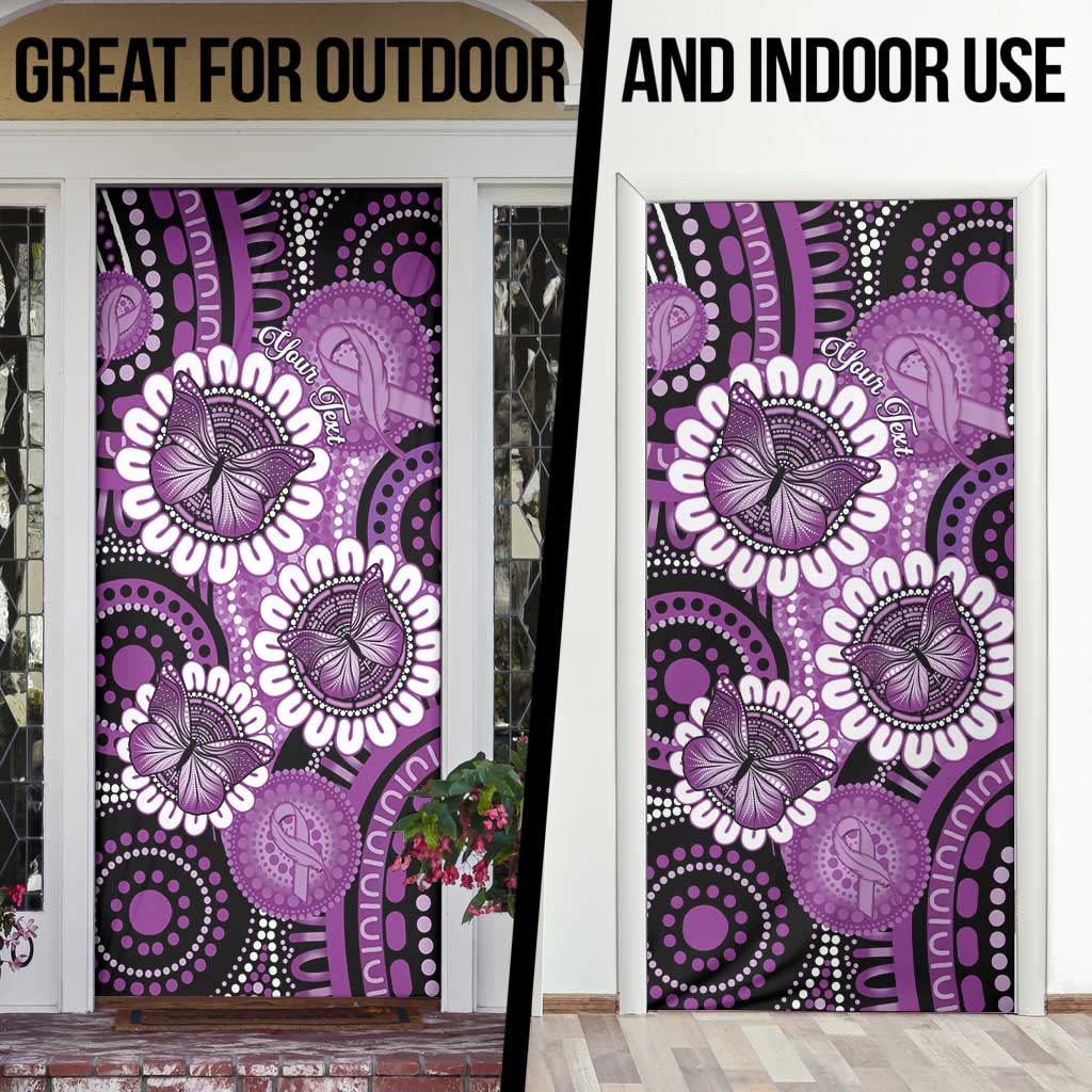 Australia Indigenous Butterflies Personalised Door Cover Lupus Awareness Purple Ribbon Aboriginal Art