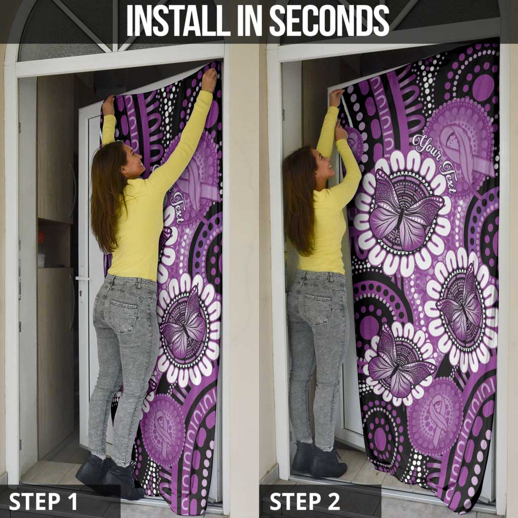 Australia Indigenous Butterflies Personalised Door Cover Lupus Awareness Purple Ribbon Aboriginal Art