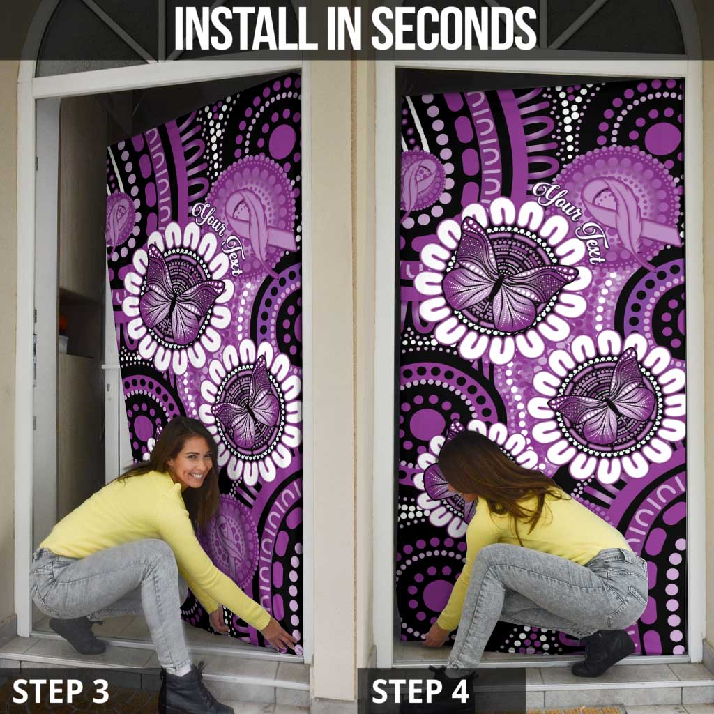 Australia Indigenous Butterflies Personalised Door Cover Lupus Awareness Purple Ribbon Aboriginal Art