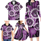 Australia Indigenous Butterflies Personalised Family Matching Long Sleeve Bodycon Dress and Hawaiian Shirt Lupus Awareness Purple Ribbon Aboriginal Art