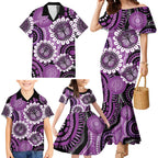 Australia Indigenous Butterflies Personalised Family Matching Mermaid Dress and Hawaiian Shirt Lupus Awareness Purple Ribbon Aboriginal Art