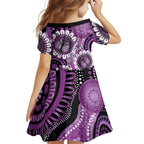 Australia Indigenous Butterflies Personalised Family Matching Off The Shoulder Long Sleeve Dress and Hawaiian Shirt Lupus Awareness Purple Ribbon Aboriginal Art