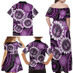 Australia Indigenous Butterflies Personalised Family Matching Off Shoulder Maxi Dress and Hawaiian Shirt Lupus Awareness Purple Ribbon Aboriginal Art