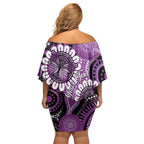 Australia Indigenous Butterflies Personalised Family Matching Off Shoulder Short Dress and Hawaiian Shirt Lupus Awareness Purple Ribbon Aboriginal Art