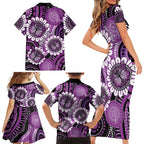 Australia Indigenous Butterflies Personalised Family Matching Short Sleeve Bodycon Dress and Hawaiian Shirt Lupus Awareness Purple Ribbon Aboriginal Art