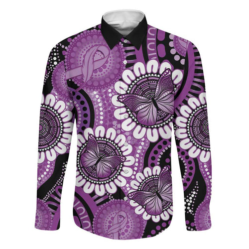 Australia Indigenous Butterflies Personalised Family Matching Short Sleeve Bodycon Dress and Hawaiian Shirt Lupus Awareness Purple Ribbon Aboriginal Art