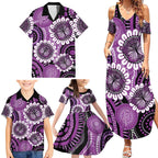 Australia Indigenous Butterflies Personalised Family Matching Summer Maxi Dress and Hawaiian Shirt Lupus Awareness Purple Ribbon Aboriginal Art