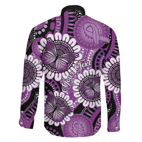 Australia Indigenous Butterflies Personalised Family Matching Tank Maxi Dress and Hawaiian Shirt Lupus Awareness Purple Ribbon Aboriginal Art