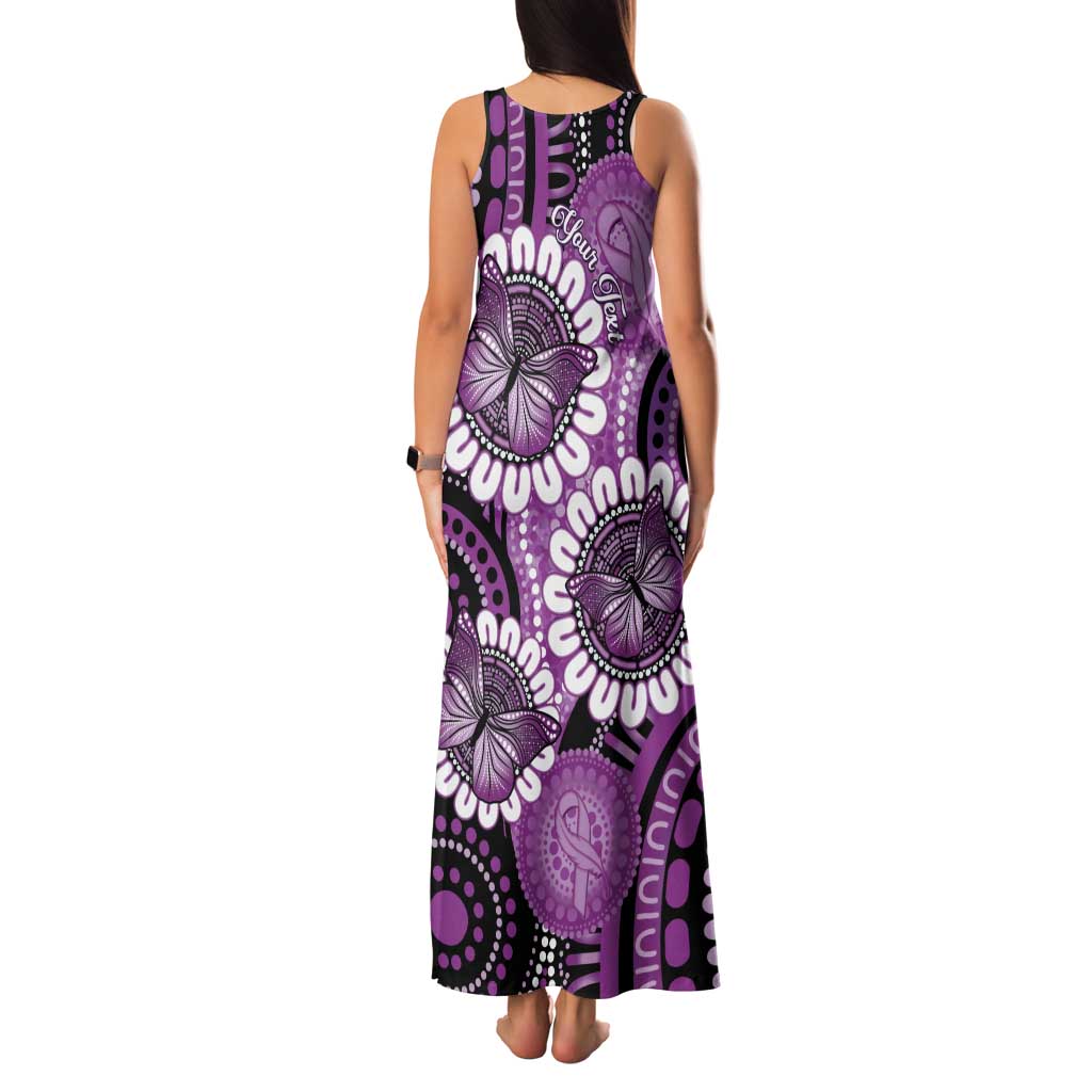 Australia Indigenous Butterflies Personalised Family Matching Tank Maxi Dress and Hawaiian Shirt Lupus Awareness Purple Ribbon Aboriginal Art