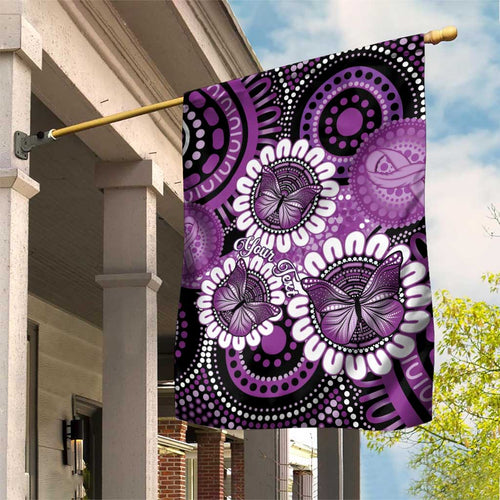 Australia Indigenous Butterflies Personalised Garden Flag Lupus Awareness Purple Ribbon Aboriginal Art