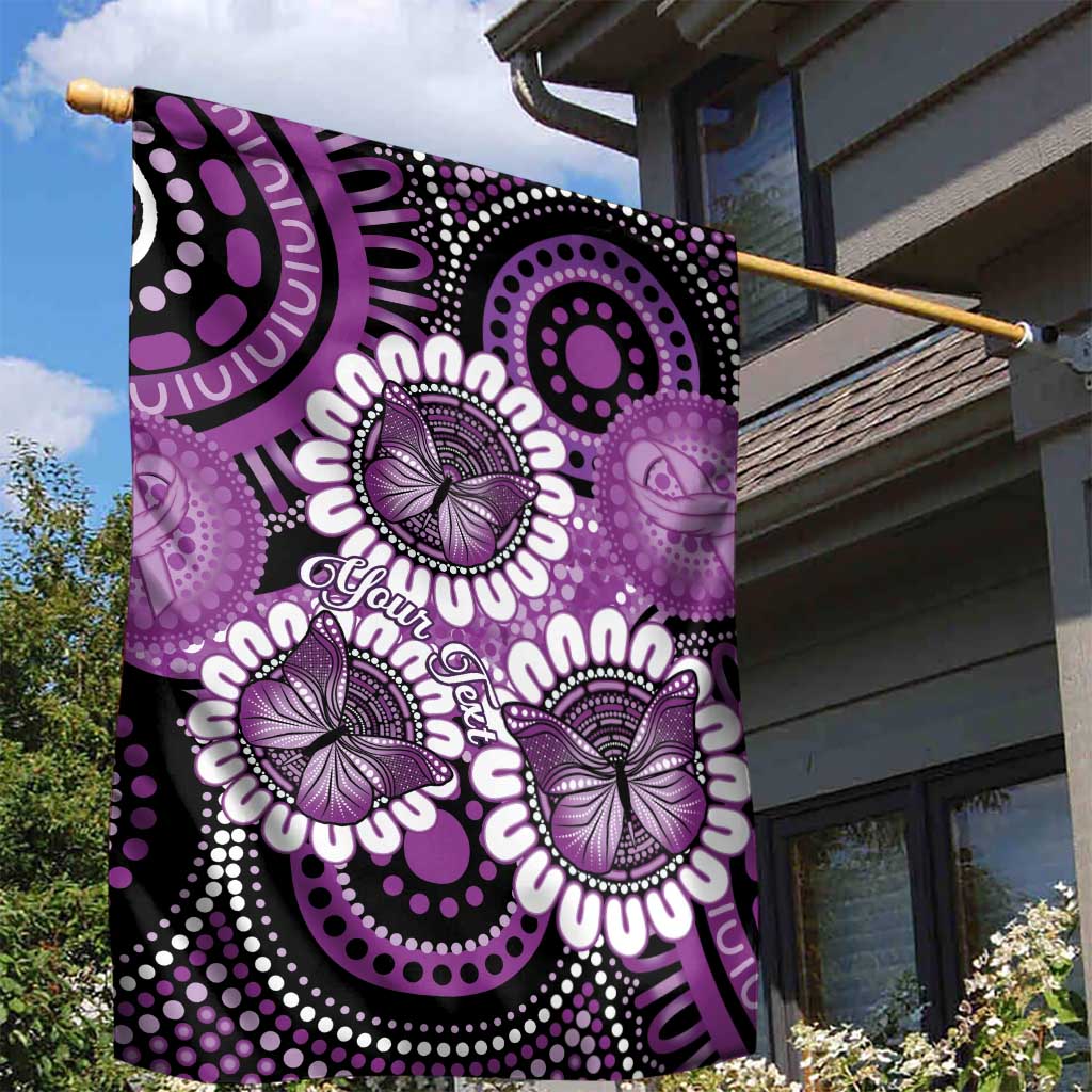 Australia Indigenous Butterflies Personalised Garden Flag Lupus Awareness Purple Ribbon Aboriginal Art