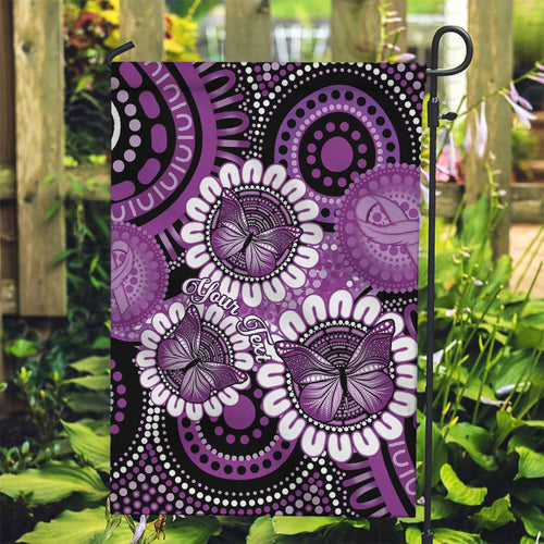 Australia Indigenous Butterflies Personalised Garden Flag Lupus Awareness Purple Ribbon Aboriginal Art