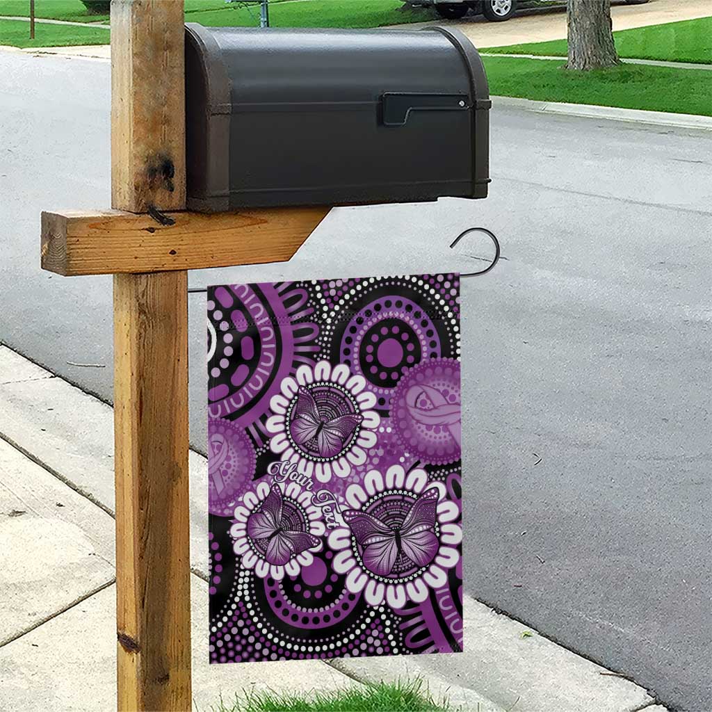 Australia Indigenous Butterflies Personalised Garden Flag Lupus Awareness Purple Ribbon Aboriginal Art