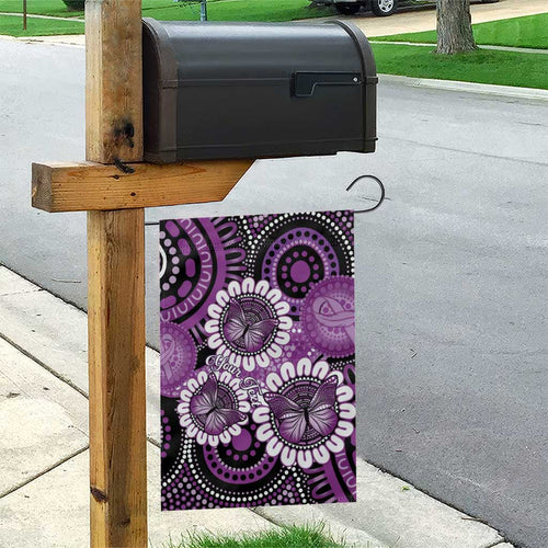 Australia Indigenous Butterflies Personalised Garden Flag Lupus Awareness Purple Ribbon Aboriginal Art
