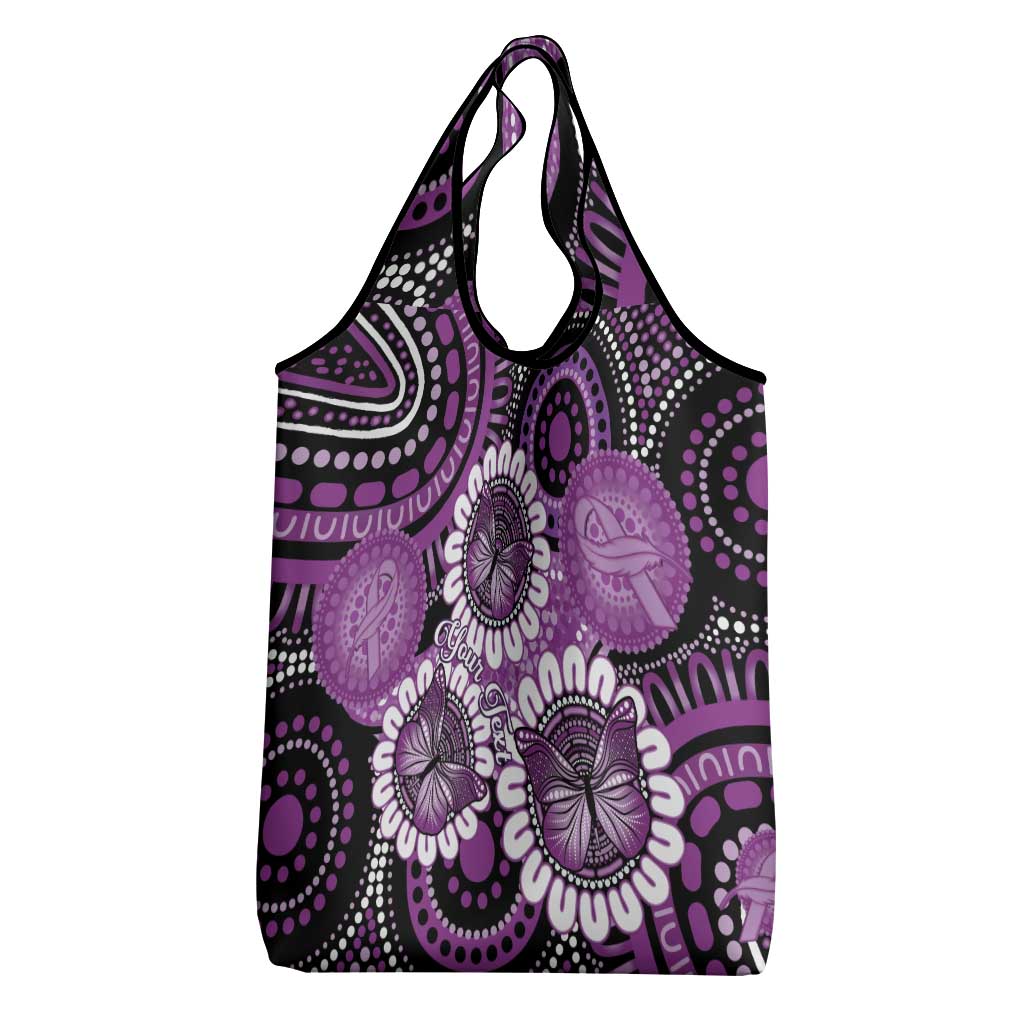Australia Indigenous Butterflies Personalised Grocery Bag Lupus Awareness Purple Ribbon Aboriginal Art