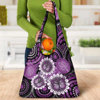 Australia Indigenous Butterflies Personalised Grocery Bag Lupus Awareness Purple Ribbon Aboriginal Art