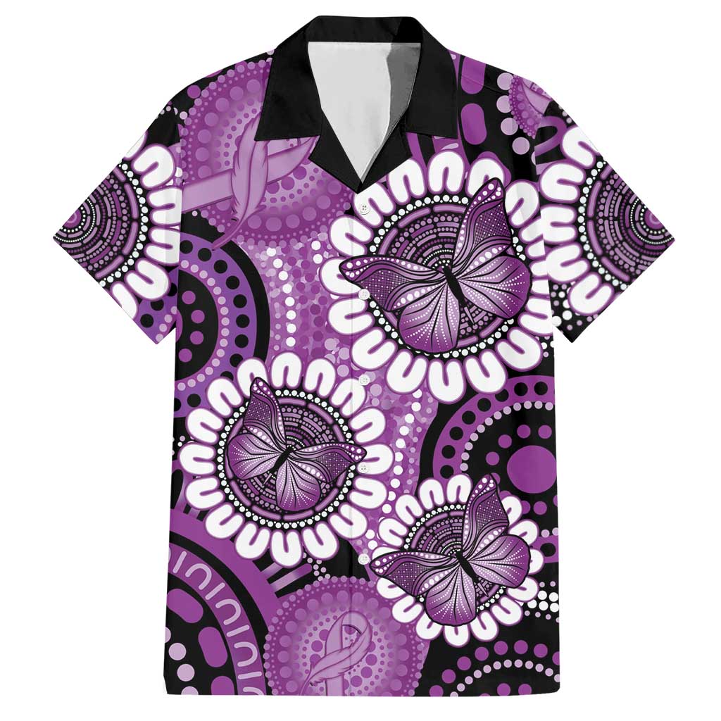 Australia Indigenous Butterflies Personalised Hawaiian Shirt Lupus Awareness Purple Ribbon Aboriginal Art