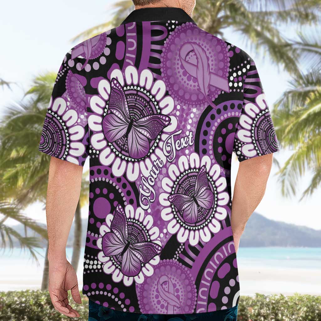 Australia Indigenous Butterflies Personalised Hawaiian Shirt Lupus Awareness Purple Ribbon Aboriginal Art