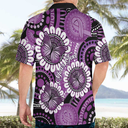 Australia Indigenous Butterflies Personalised Hawaiian Shirt Lupus Awareness Purple Ribbon Aboriginal Art