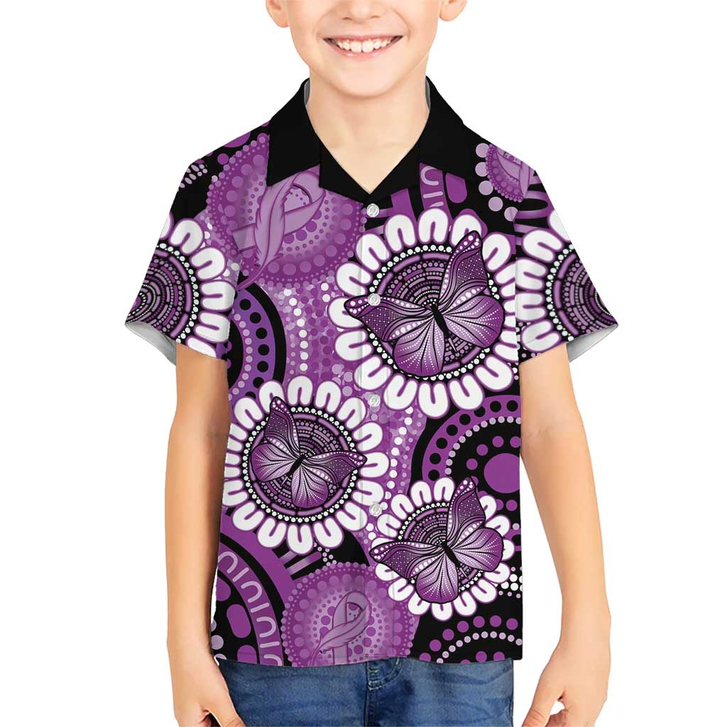 Australia Indigenous Butterflies Personalised Hawaiian Shirt Lupus Awareness Purple Ribbon Aboriginal Art