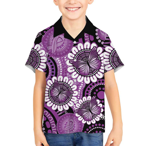 Australia Indigenous Butterflies Personalised Hawaiian Shirt Lupus Awareness Purple Ribbon Aboriginal Art