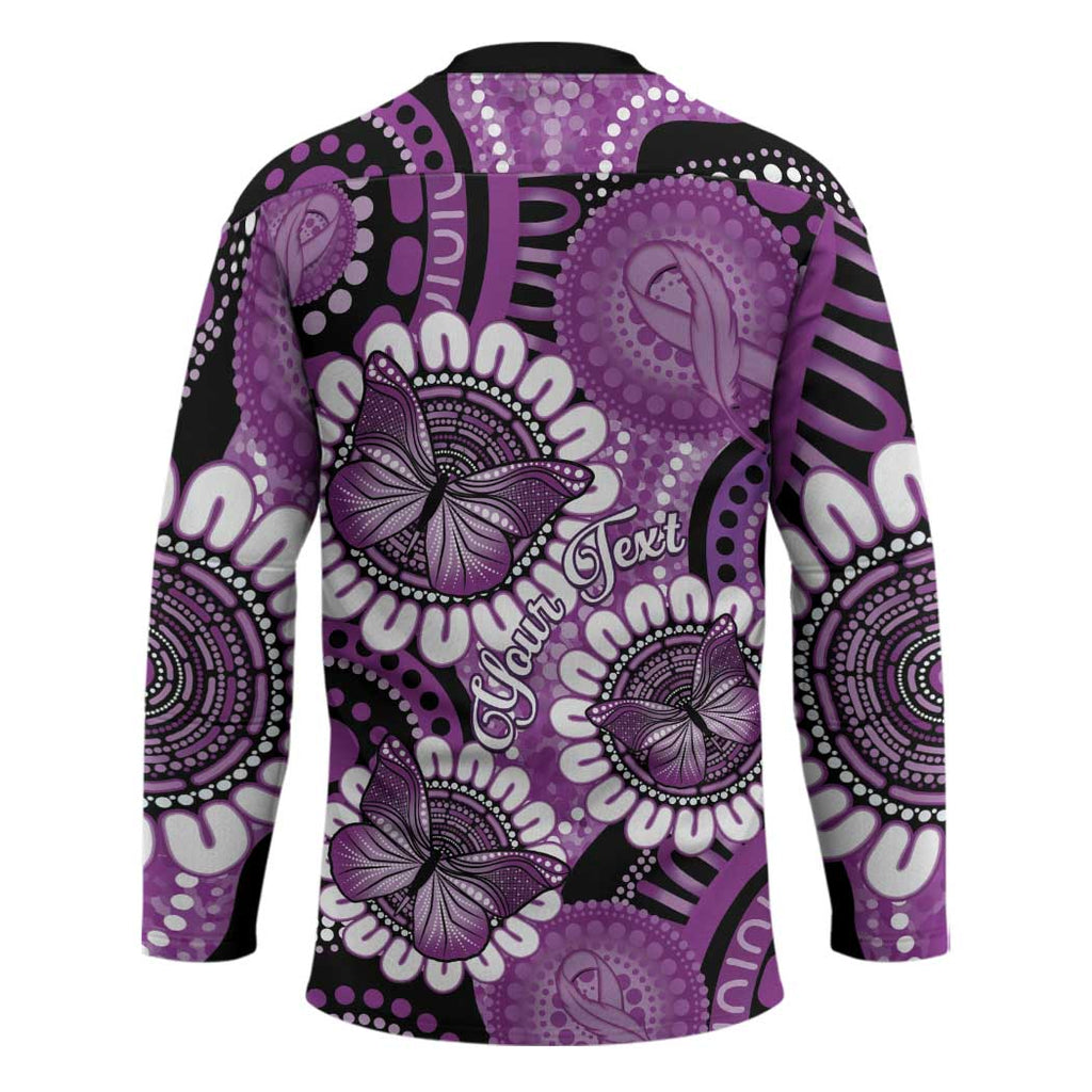 Australia Indigenous Butterflies Personalised Hockey Jersey Lupus Awareness Purple Ribbon Aboriginal Art