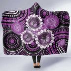 Australia Indigenous Butterflies Personalised Hooded Blanket Lupus Awareness Purple Ribbon Aboriginal Art