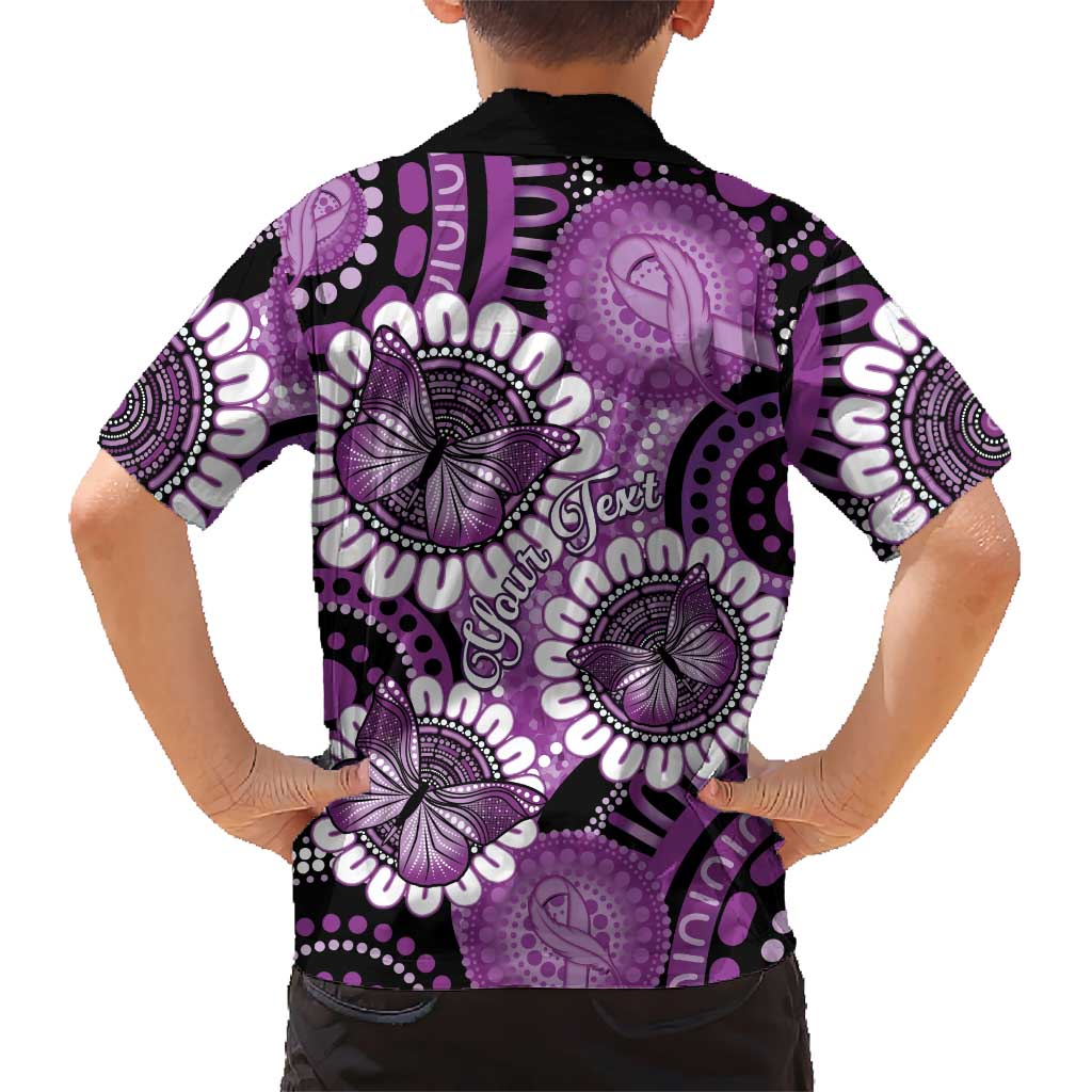 Australia Indigenous Butterflies Personalised Kid Hawaiian Shirt Lupus Awareness Purple Ribbon Aboriginal Art