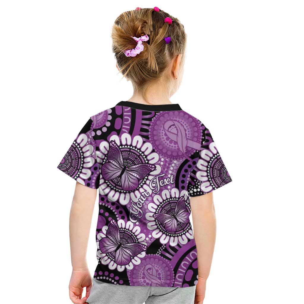 Australia Indigenous Butterflies Personalised Kid T Shirt Lupus Awareness Purple Ribbon Aboriginal Art