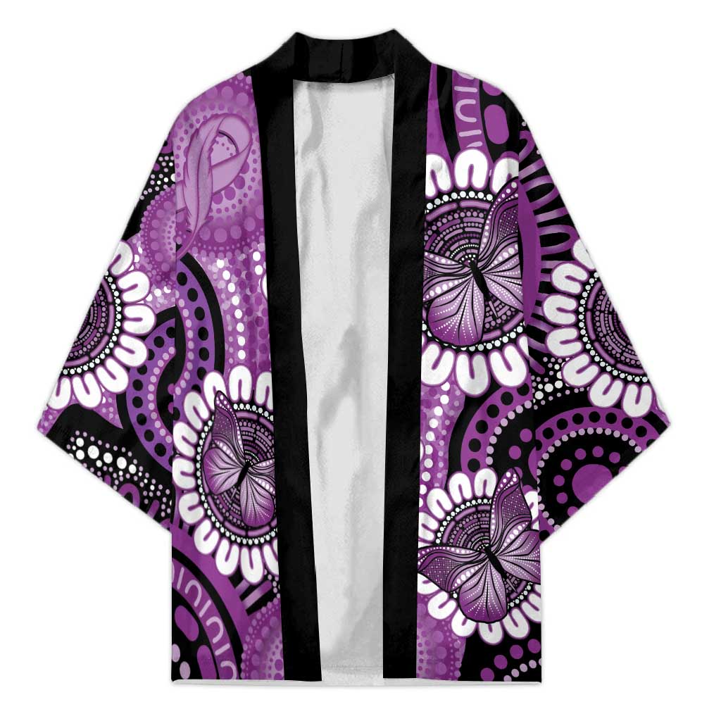 Australia Indigenous Butterflies Personalised Kimono Lupus Awareness Purple Ribbon Aboriginal Art